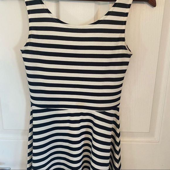 Divided cream with navy stripes tank top style dress size small - Picture 3 of 7